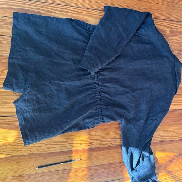 Dissh | MAXIE BLACK LINEN SHIRT ROMPER | sz sm/4 | BLACK - Picture 6 of 6